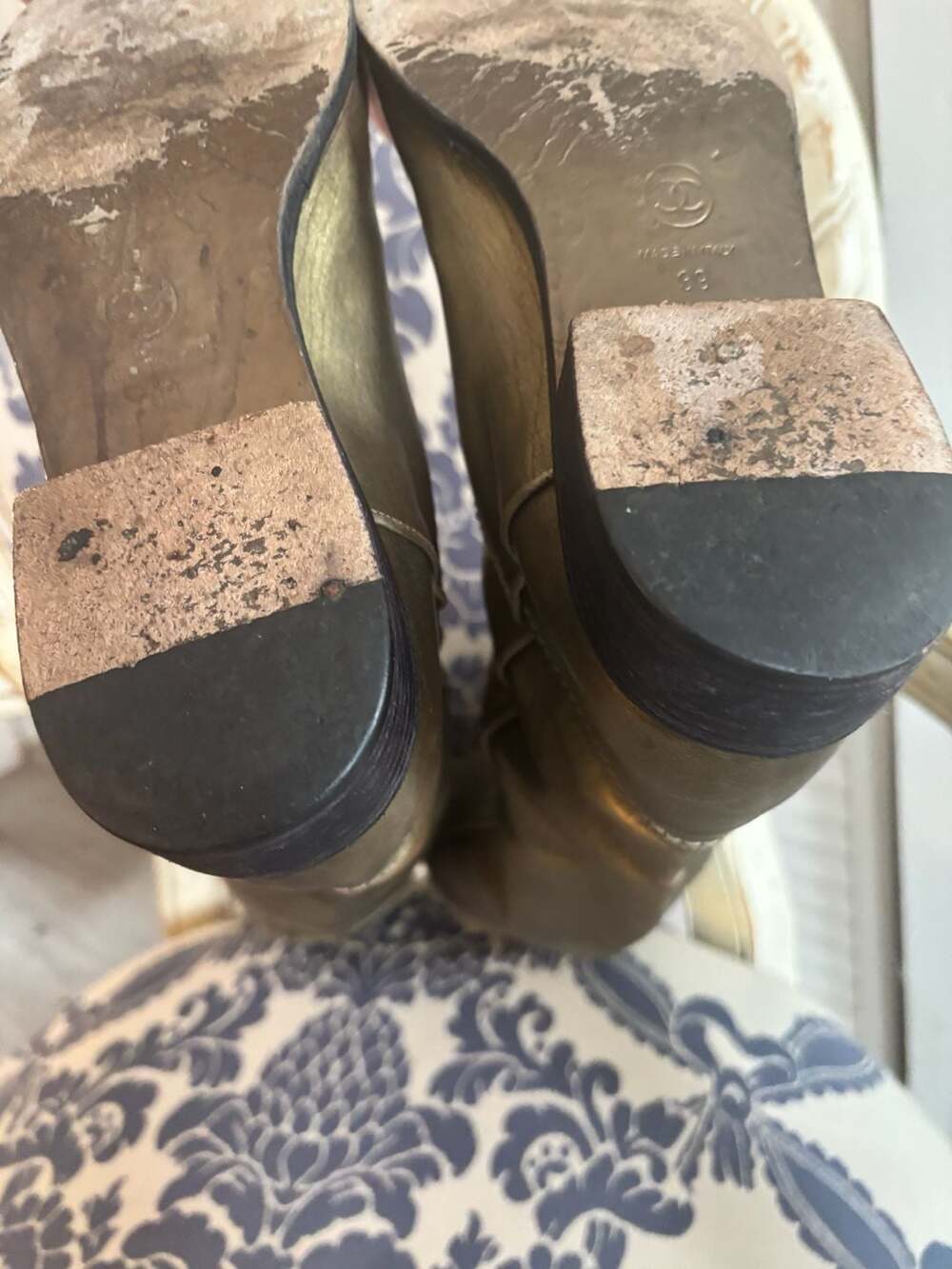 Chanel Metallic Gold Leather CC Tall Boots - Picture 13 of 16